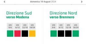 traffico A22 18 agosto 2024