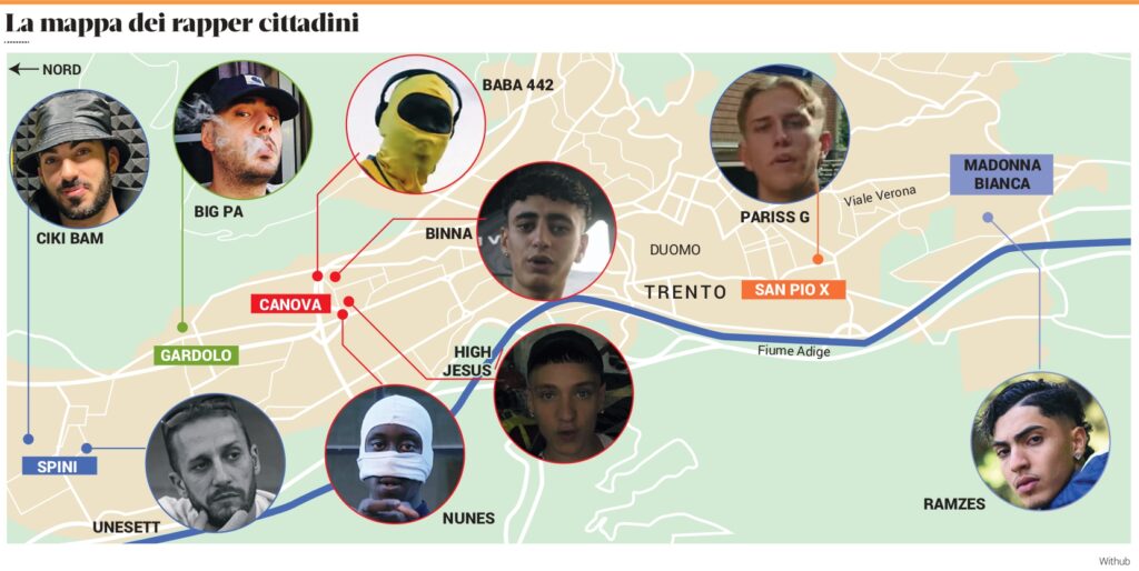 La mappa del Rap a Trento